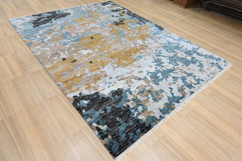 9 X 12 Ft Indoor Area Rug, Multi Color Abstract Design Rug, Indian Hand Knotted Rug, Oriental Rug, Living Floor Rug Home Decor